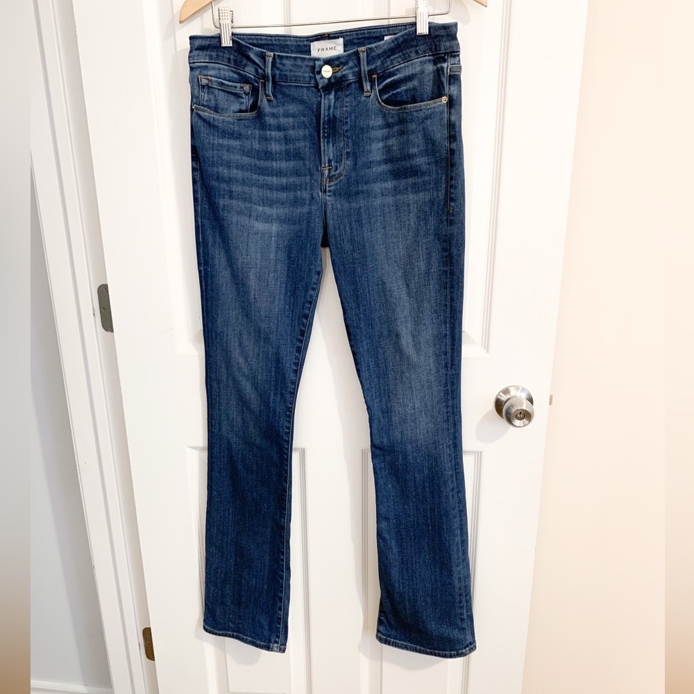 Frame Denim Women's Straight Leg Jeans in Dark Blue Wash